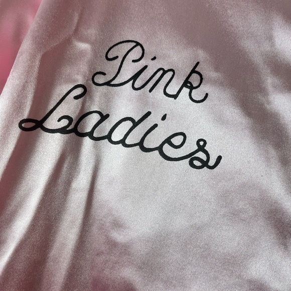 Pink Ladies Satin Bomber Jacket Small Retro Grease 50s Rock Costume Halloween - Picture 4 of 5